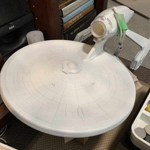 Polar Lights Refit Enterprise: Re-deco log, Part 1, primer coat