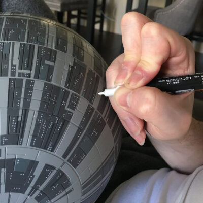 Death Star Build Log Part 5 - AMT Ertl Death Star painting the white dots