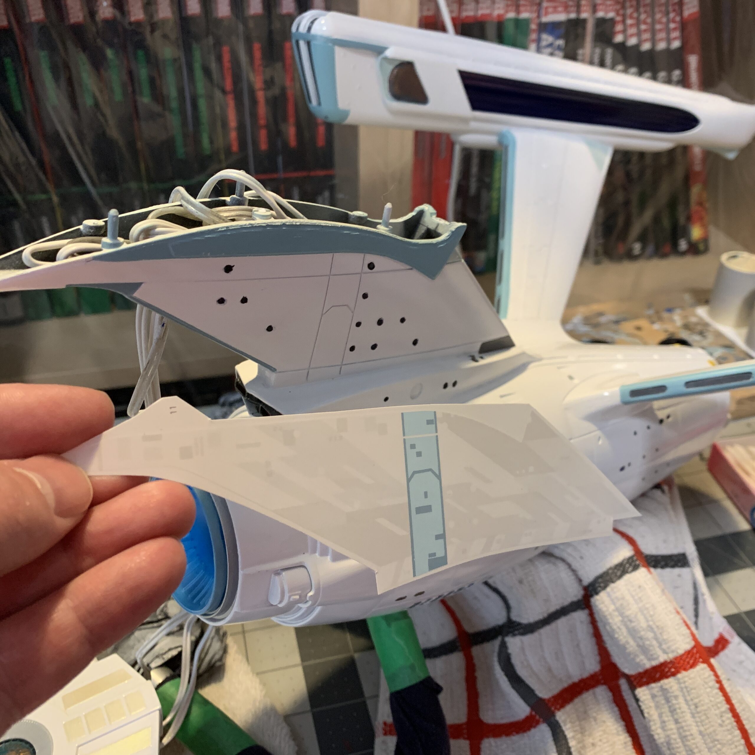 Polar Lights Refit Enterprise: Re-deco log, Part 6: Dry fitting the first Aztec decal